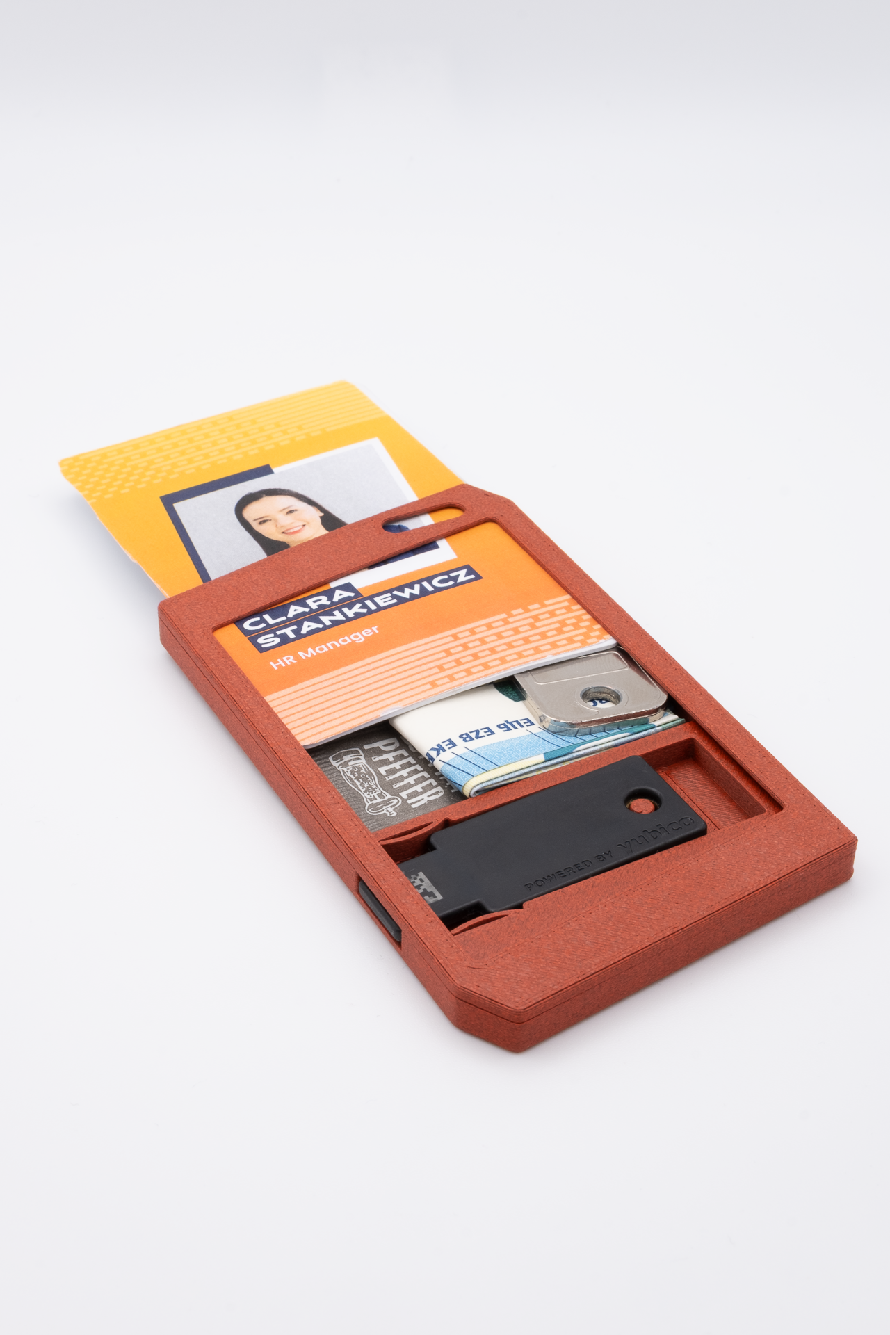 "Design" ID Badge Holder with AirTag & YubiKey – maximum security - 3D‑Printed