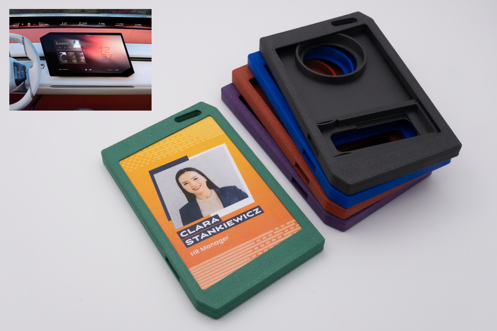 "Design" ID Badge Holder with AirTag & YubiKey – maximum security - 3D‑Printed