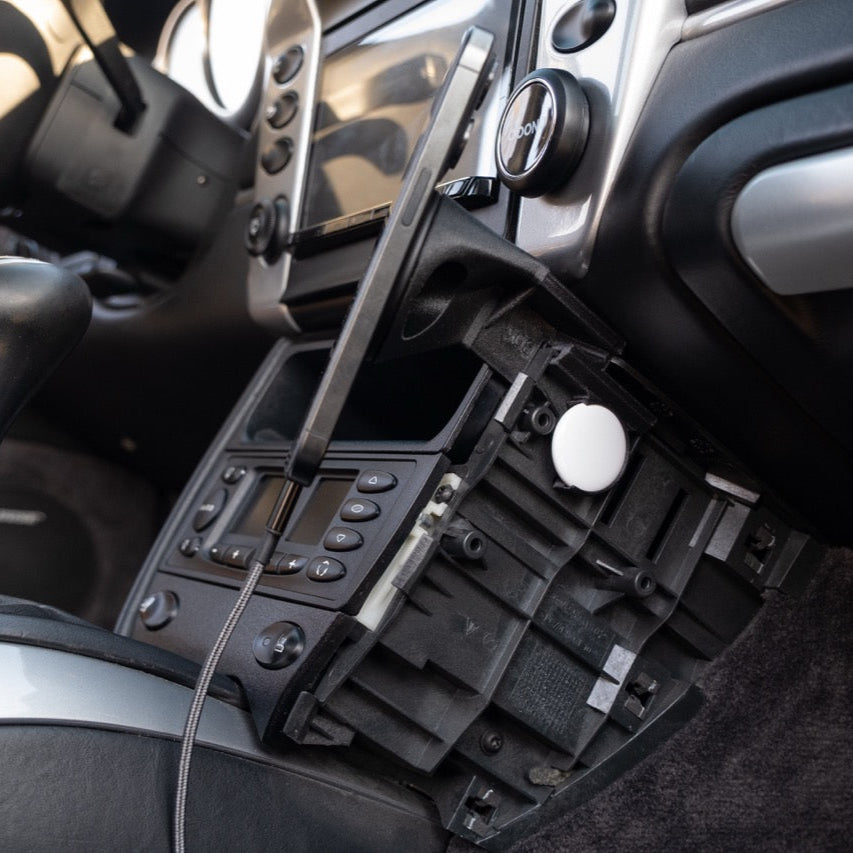 Porsche 996 986 MagSafe phone mount AirTag installation trim removed